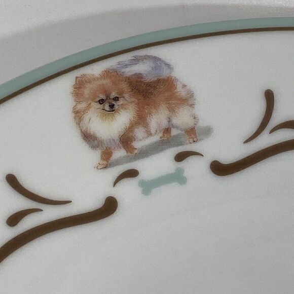 Rare Danbury Mint Pomeranian Dog Dinnerware Dinner Plates Set (4) 10.5” - Picture 12 of 16